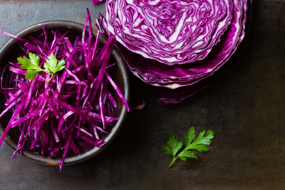 Shredded red cabbage